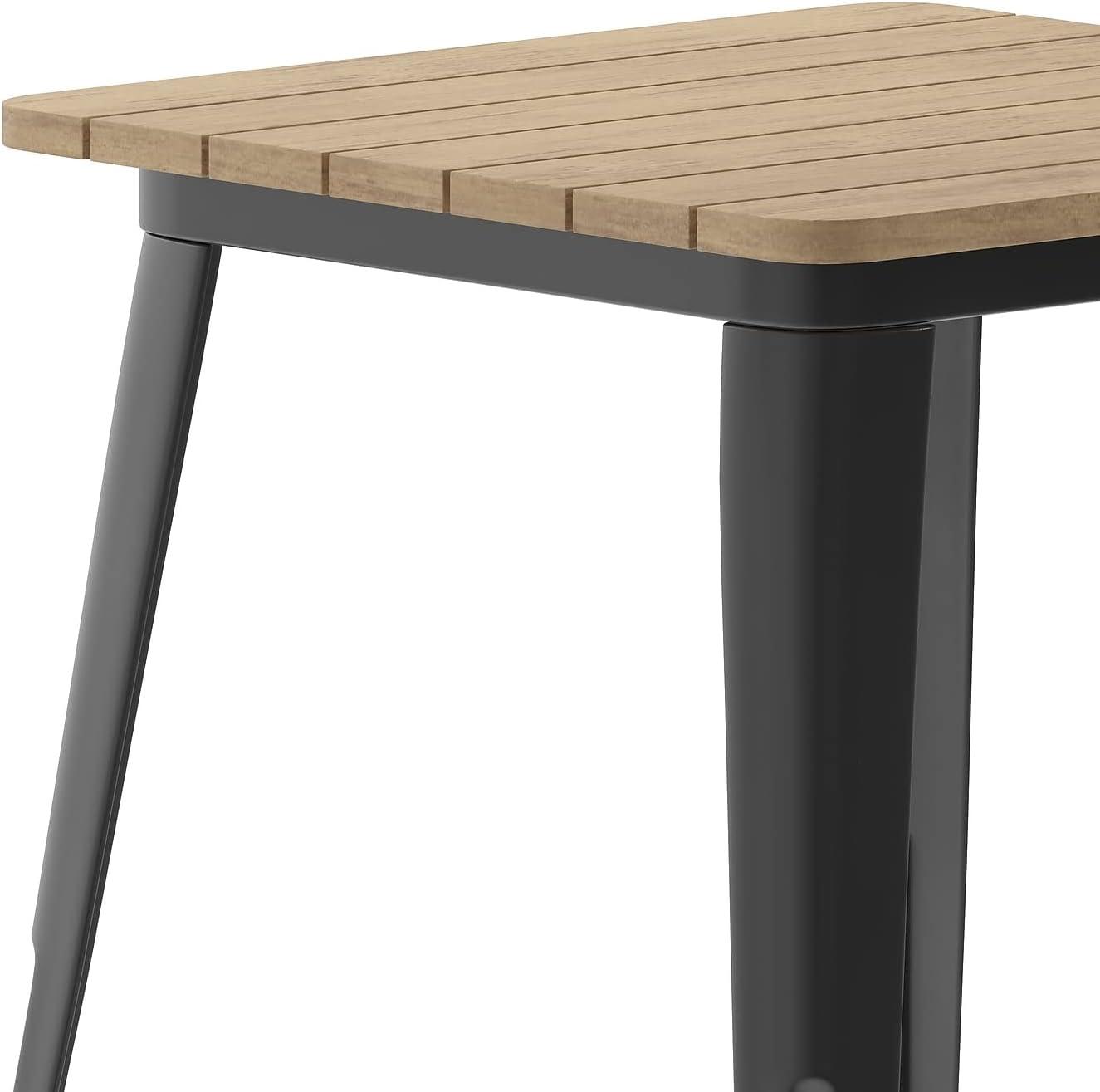image:imageFlash Furniture Declan Commercial Outdoor Dining Table All Weather Poly Resin Top with Steel Base 2375 Square BrownSilverBrown TopBlack Frame