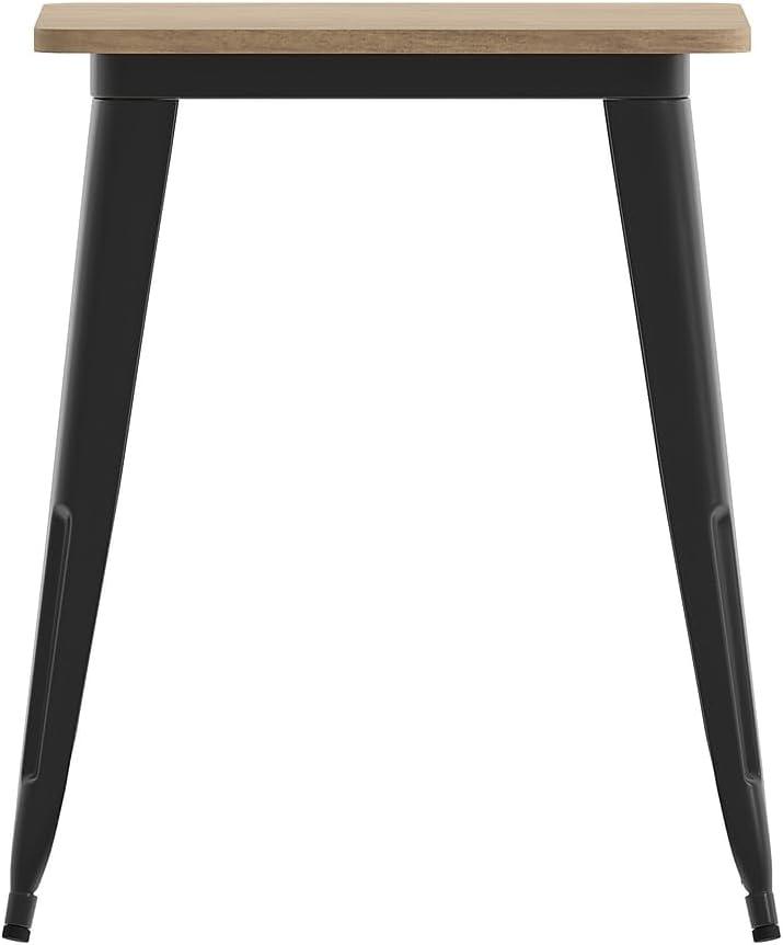 image:imageFlash Furniture Declan Commercial Outdoor Dining Table All Weather Poly Resin Top with Steel Base 2375 Square BrownSilverBrown TopBlack Frame