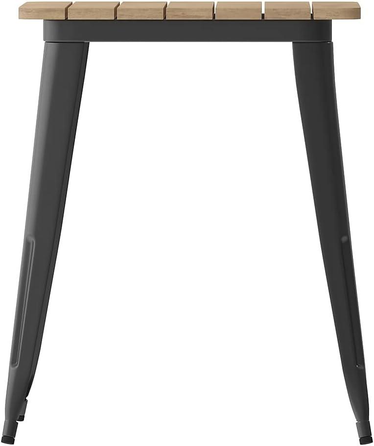 image:imageFlash Furniture Declan Commercial Outdoor Dining Table All Weather Poly Resin Top with Steel Base 2375 Square BrownSilverBrown TopBlack Frame