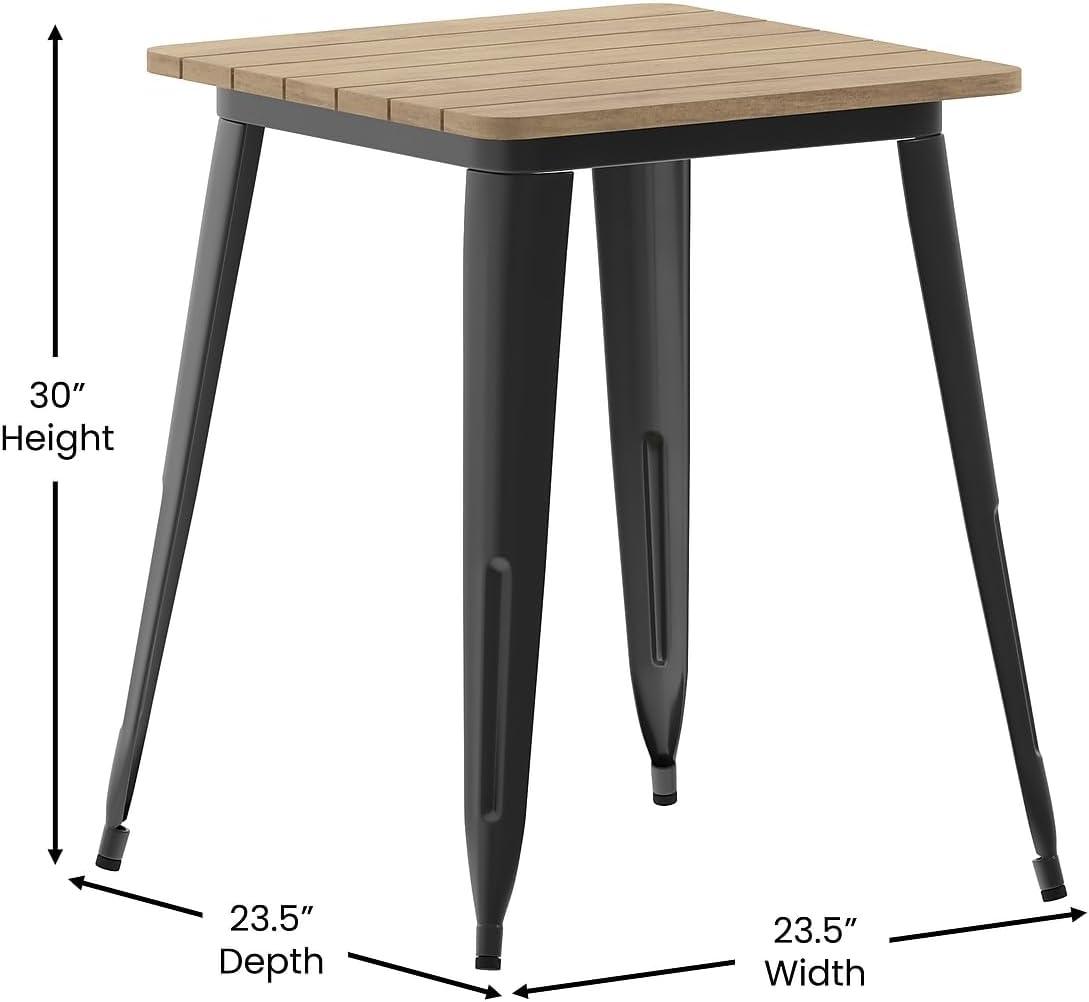 image:imageFlash Furniture Declan Commercial Outdoor Dining Table All Weather Poly Resin Top with Steel Base 2375 Square BrownSilverBrown TopBlack Frame