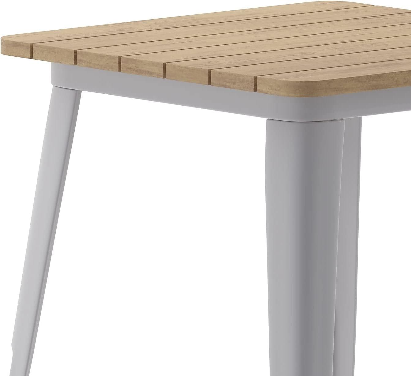 image:imageFlash Furniture Declan Commercial Outdoor Dining Table All Weather Poly Resin Top with Steel Base 2375 Square BrownSilverBrown TopSilver Frame