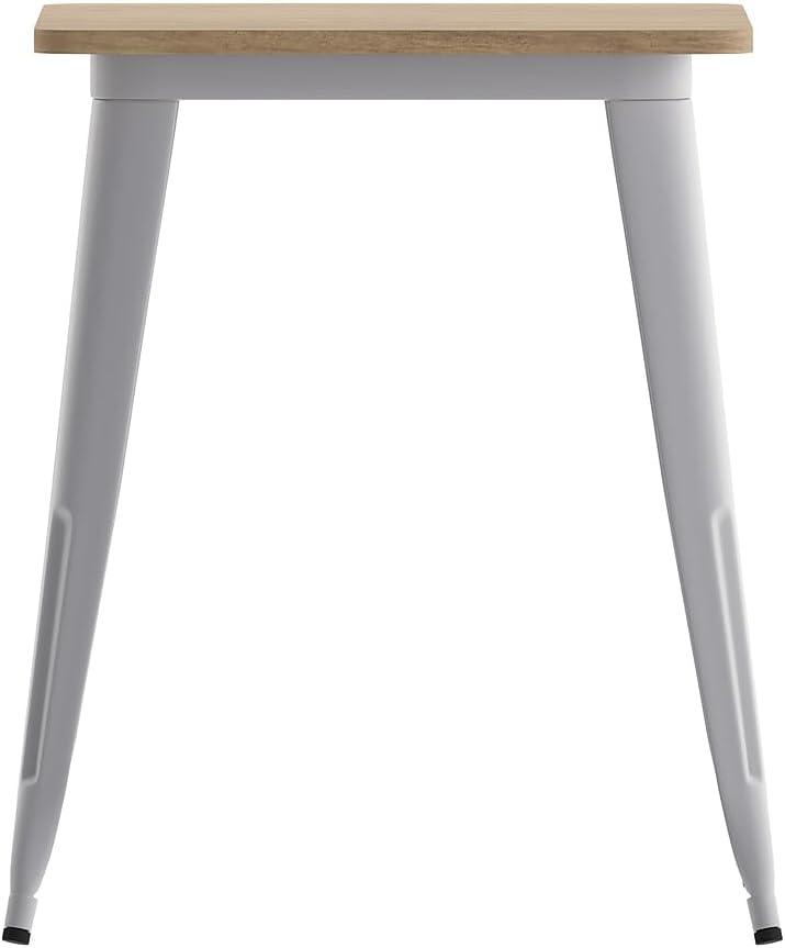 image:imageFlash Furniture Declan Commercial Outdoor Dining Table All Weather Poly Resin Top with Steel Base 2375 Square BrownSilverBrown TopSilver Frame