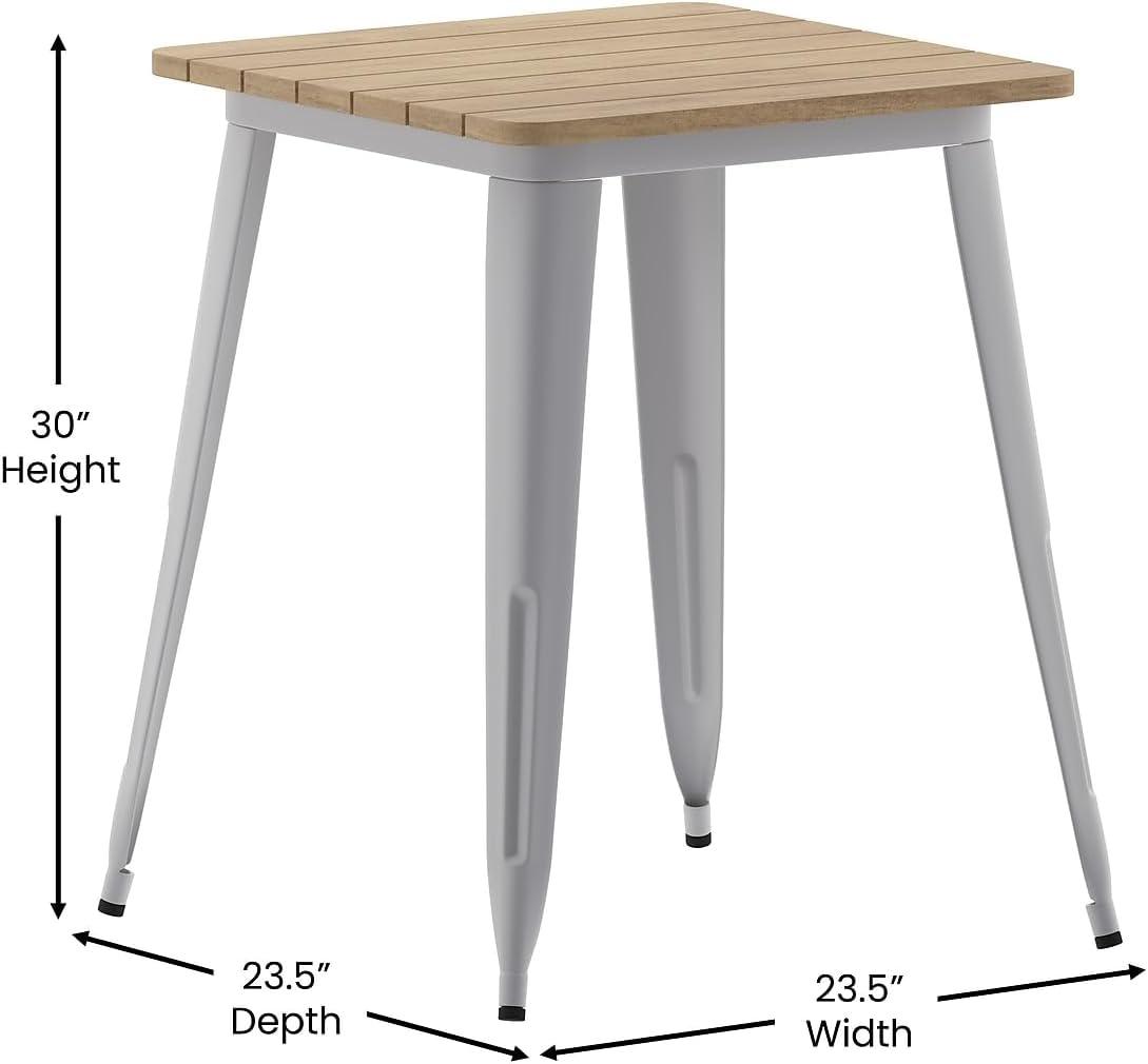 image:imageFlash Furniture Declan Commercial Outdoor Dining Table All Weather Poly Resin Top with Steel Base 2375 Square BrownSilverBrown TopSilver Frame