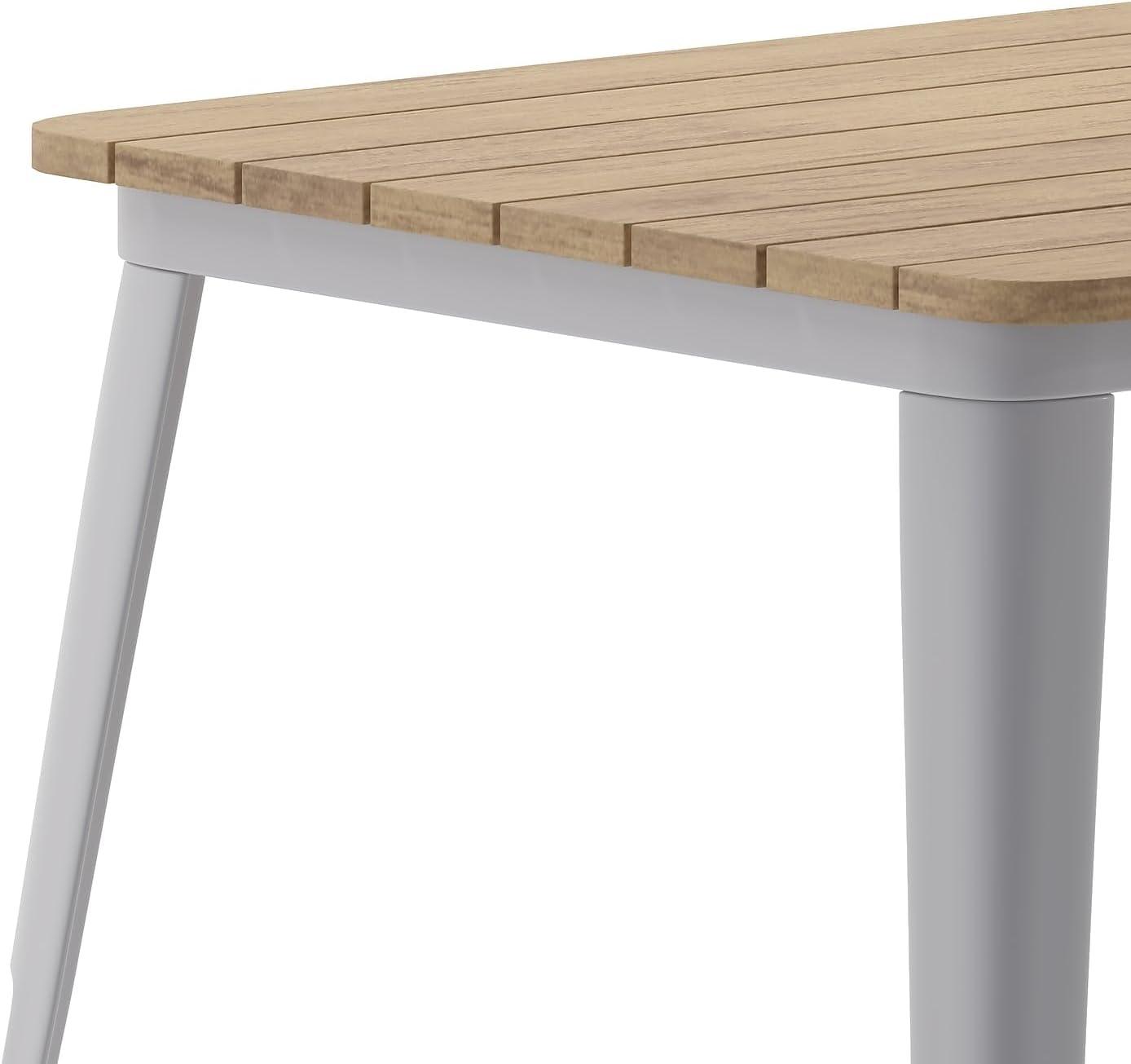 image:imageFlash Furniture Declan Commercial Outdoor Dining Table with Umbrella Hole All Weather Poly Resin Top and Steel Base 30 x 60 BrownSilverBrown TopSilver Frame