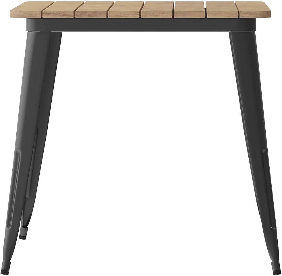 image:imageFlash Furniture Declan Commercial Outdoor Dining Table with Umbrella Hole All Weather Poly Resin Top and Steel Base 30 x 60 BrownSilverBrownBlack