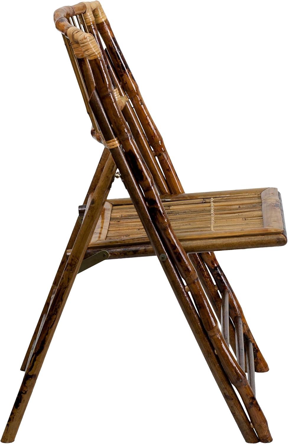 image:imageFlash Furniture Folding Bohemian Bamboo Chairs with Curved Backs Modern Bamboo Folding Dining Chairs 300 lb Static Weight Capacity Set of 2Set of 4