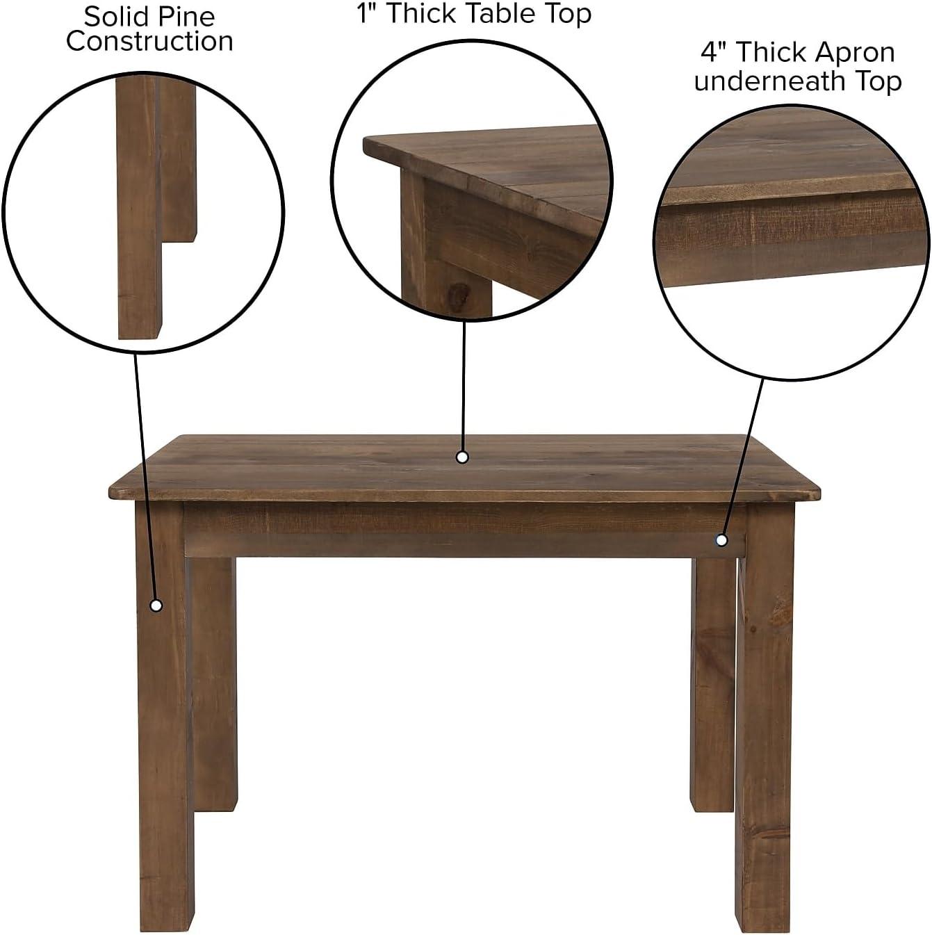 image:imageFlash Furniture HERCULES Series 46 x 30 Rectangular Antique Rustic White Solid Pine Farm Dining TableAntique Rustic