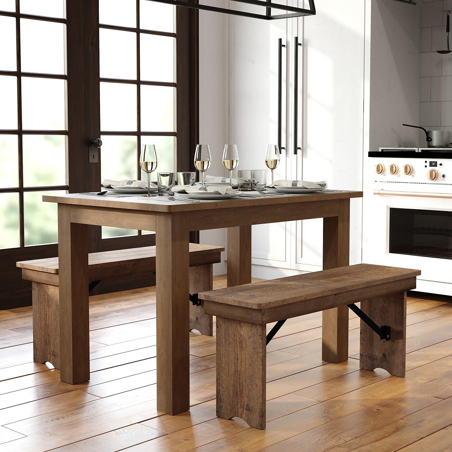image:imageFlash Furniture HERCULES Series 46 x 30 Rectangular Antique Rustic White Solid Pine Farm Dining TableAntique Rustic