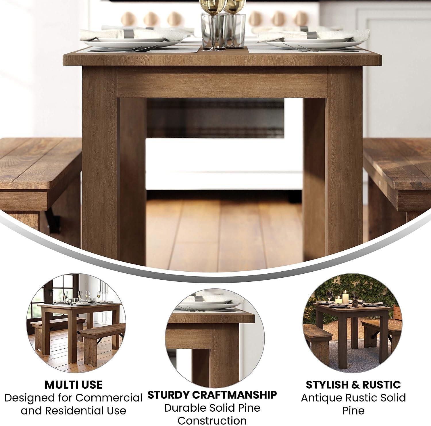 image:imageFlash Furniture HERCULES Series 46 x 30 Rectangular Antique Rustic White Solid Pine Farm Dining TableAntique Rustic