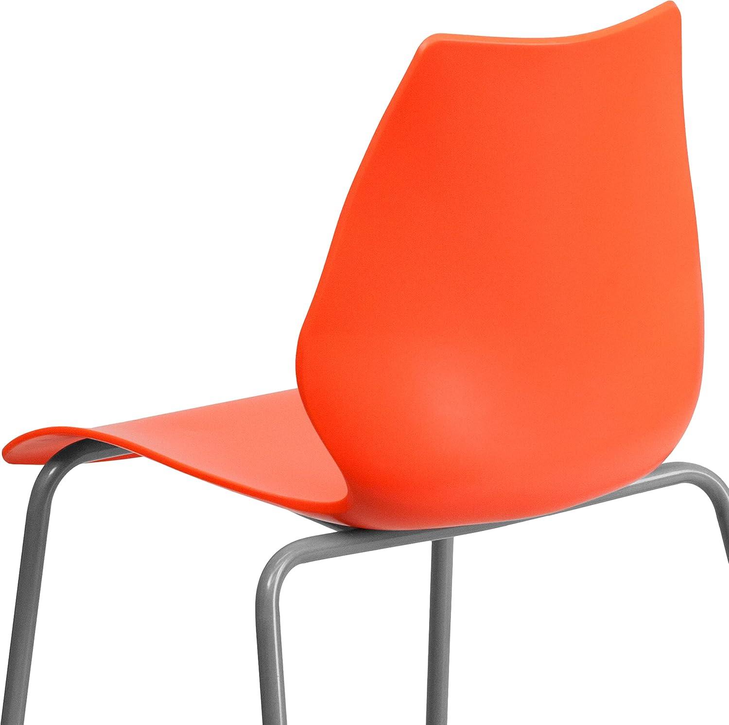 image:imageFlash Furniture HERCULES Series 770 lb Capacity White Stack Chair with Lumbar Support and Silver FrameOrange