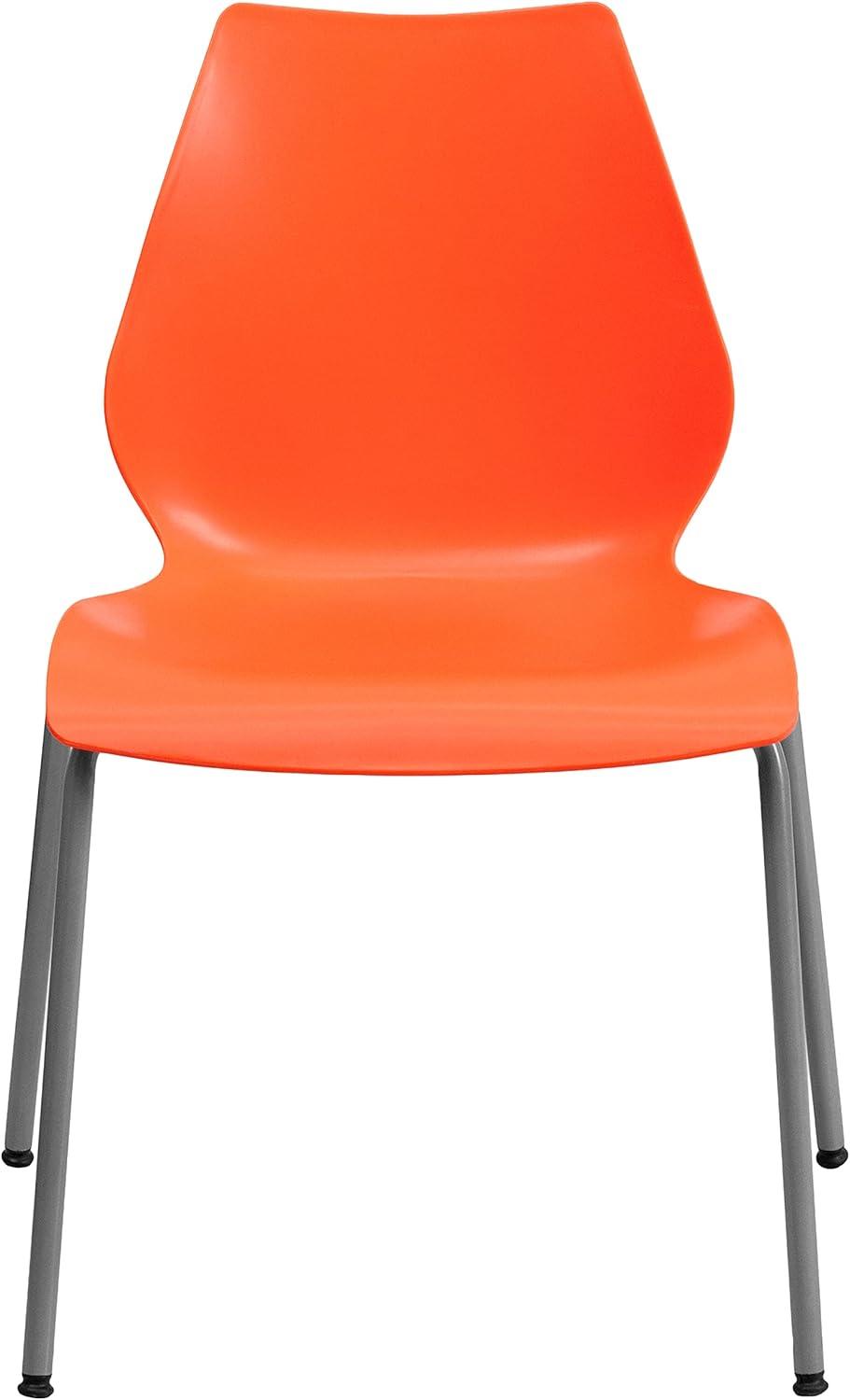 image:imageFlash Furniture HERCULES Series 770 lb Capacity White Stack Chair with Lumbar Support and Silver FrameOrange