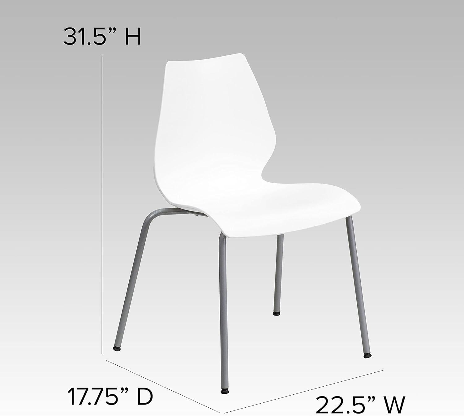 image:imageFlash Furniture HERCULES Series 770 lb Capacity White Stack Chair with Lumbar Support and Silver FrameWhite