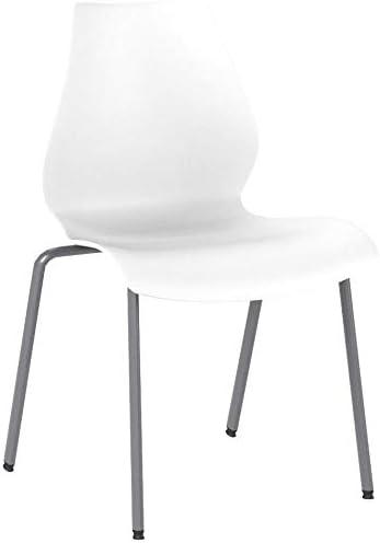 image:imageFlash Furniture HERCULES Series 770 lb Capacity White Stack Chair with Lumbar Support and Silver FrameWhite
