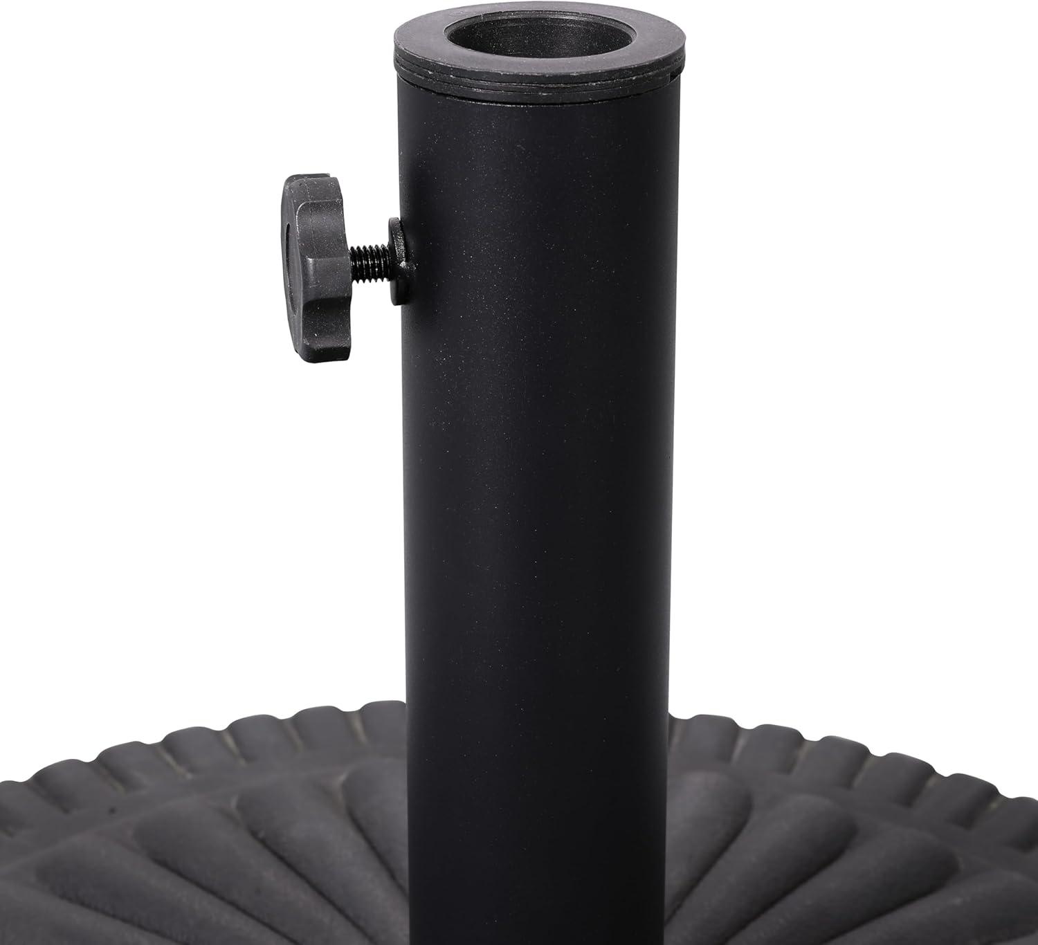 image:imageFlash Furniture Kona Universal Cement Patio Umbrella Base with Weatherproof Sunburst Pattern Plastic Polymer Coating 1925 Diameter BlackBlack