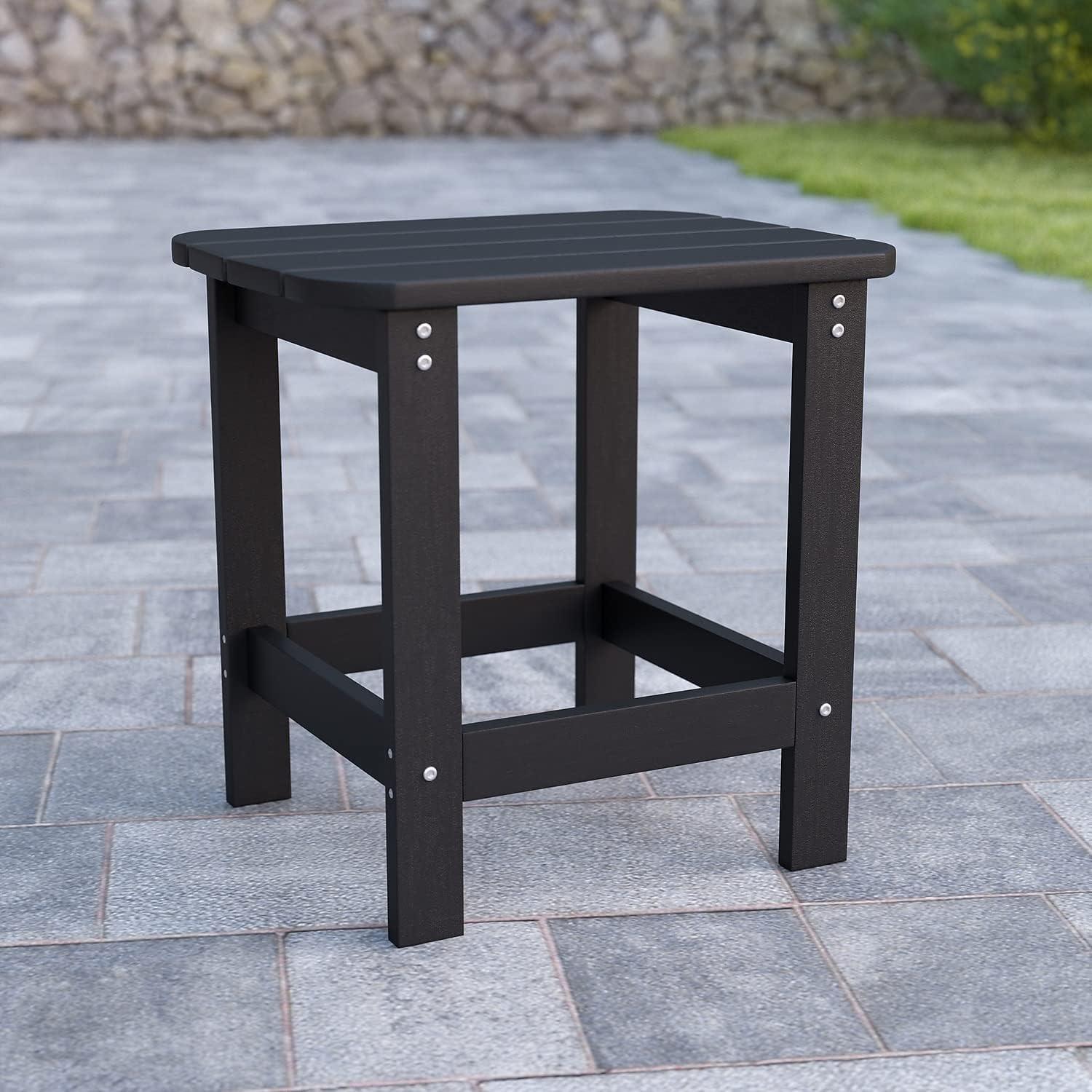 image:imageFlash Furniture Set of 2 Slate Gray Poly Resin Adirondack Chairs and Black Poly Resin Adirondack Side Table All Weather IndoorOutdoor