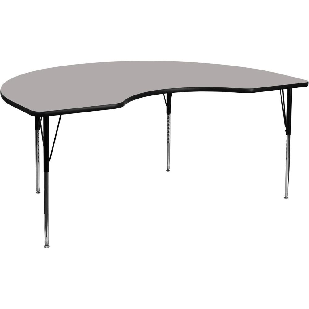 image:imageFlash Furniture 48W x 96L Kidney Oak HP Laminate Activity Table Standard Height Adjustable LegsGrey