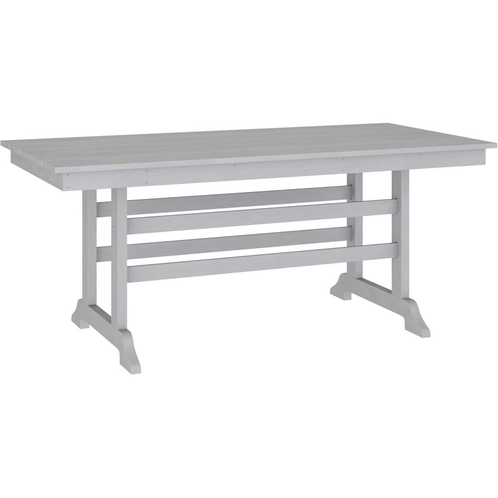 image:imageFlash Furniture Abraham Outdoor Dining Table for 6 Commercial Grade AllWeather Recycled HDPE Adirondack Style Table UV Fade Resistant 72 Rectangle GrayGrey