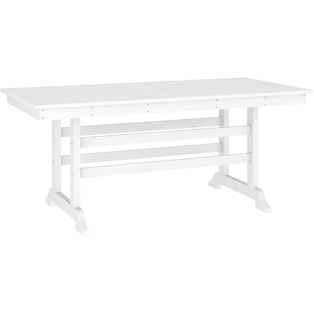 image:imageFlash Furniture Abraham Outdoor Dining Table for 6 Commercial Grade AllWeather Recycled HDPE Adirondack Style Table UV Fade Resistant 72 Rectangle GrayWhite