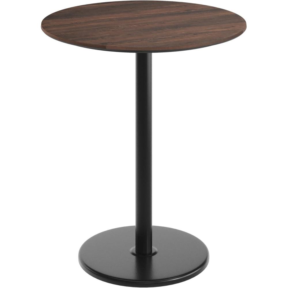 image:imageFlash Furniture Acadia 36 Round Indoor Gray Faux Concrete Tabletop with 24 Round Black Bar Height Base Seamless TopGuard HPL Top and EdgeDark BrownBlack Base