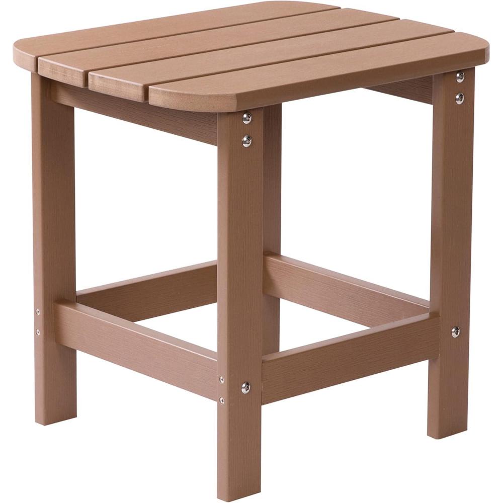 image:imageFlash Furniture Charlestown Tiered Commercial Poly Resin Adirondack Side Table Natural Cedar AllWeather IndoorOutdoor