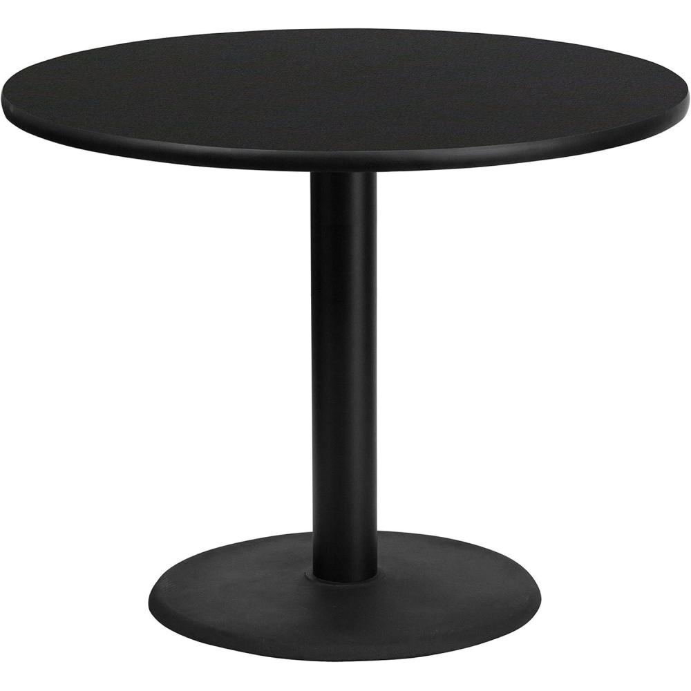 image:imageFlash Furniture Graniss 36 Round Walnut Laminate Table Top with 24 Round Table Height BaseBlack