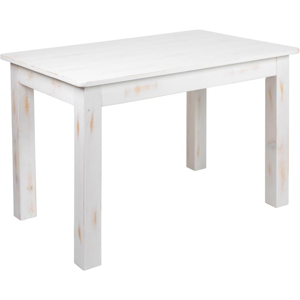 image:imageFlash Furniture HERCULES Series 46 x 30 Rectangular Antique Rustic White Solid Pine Farm Dining TableAntique Rustic White