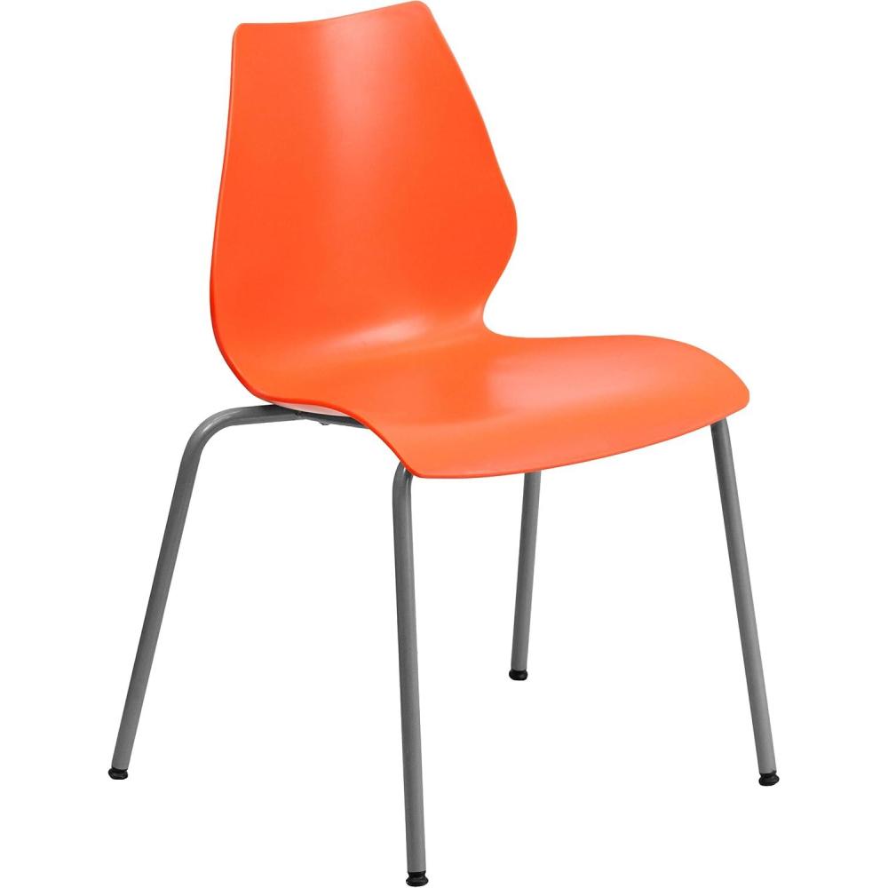 image:imageFlash Furniture HERCULES Series 770 lb Capacity White Stack Chair with Lumbar Support and Silver FrameOrange