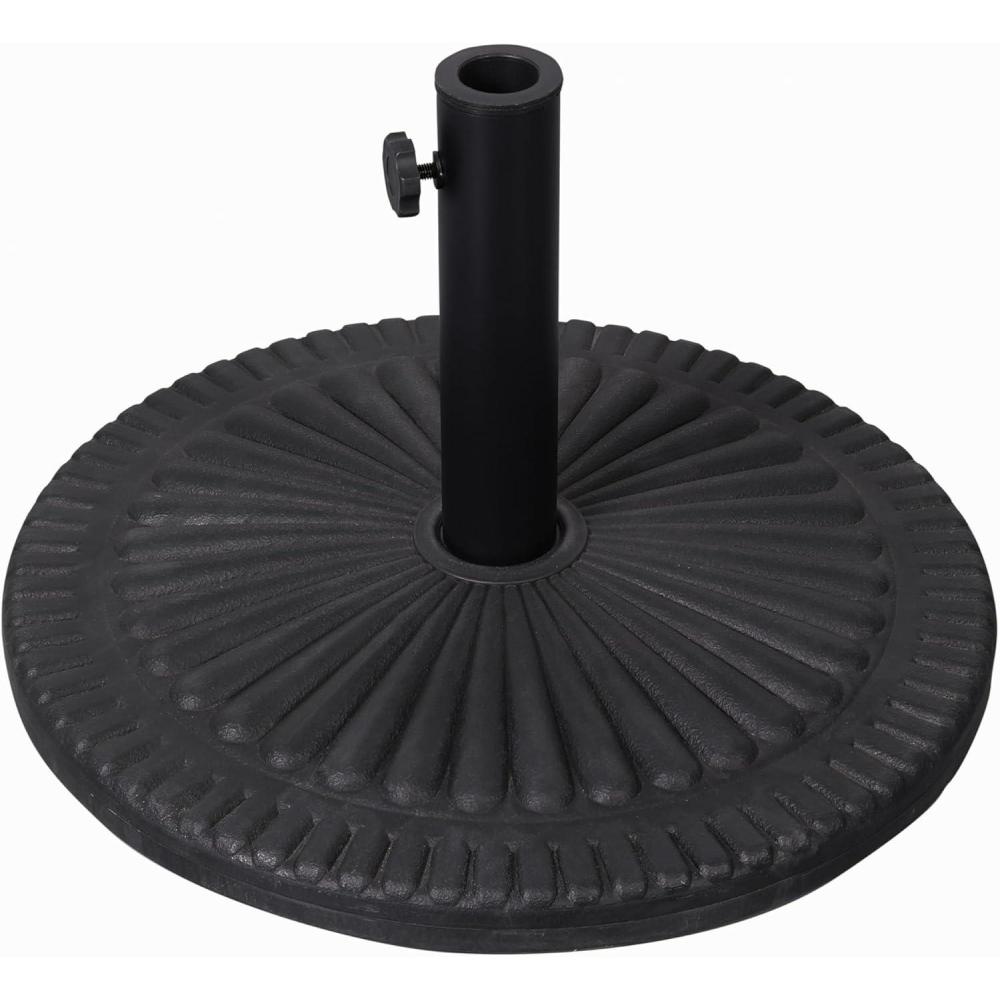 image:imageFlash Furniture Kona Universal Cement Patio Umbrella Base with Weatherproof Sunburst Pattern Plastic Polymer Coating 1925 Diameter BlackBlack