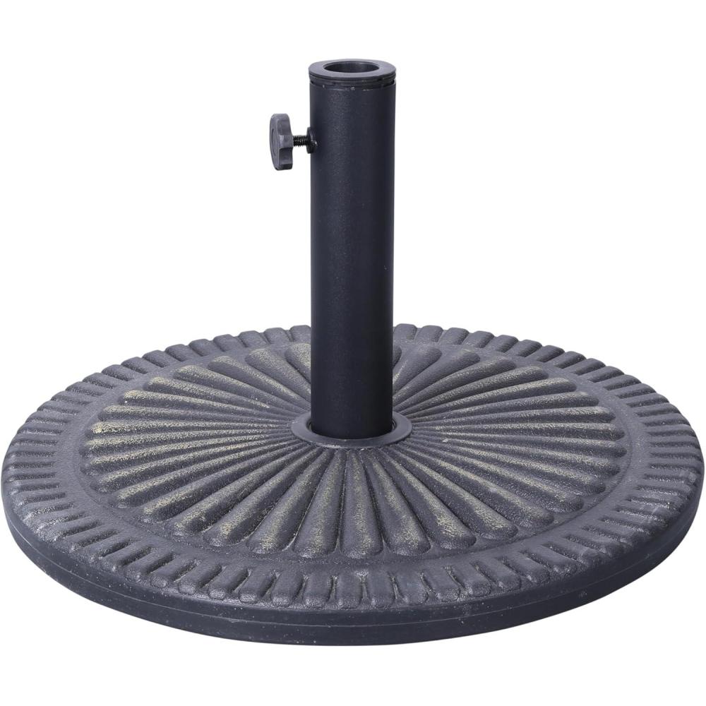image:imageFlash Furniture Kona Universal Cement Patio Umbrella Base with Weatherproof Sunburst Pattern Plastic Polymer Coating 1925 Diameter BlackBronze