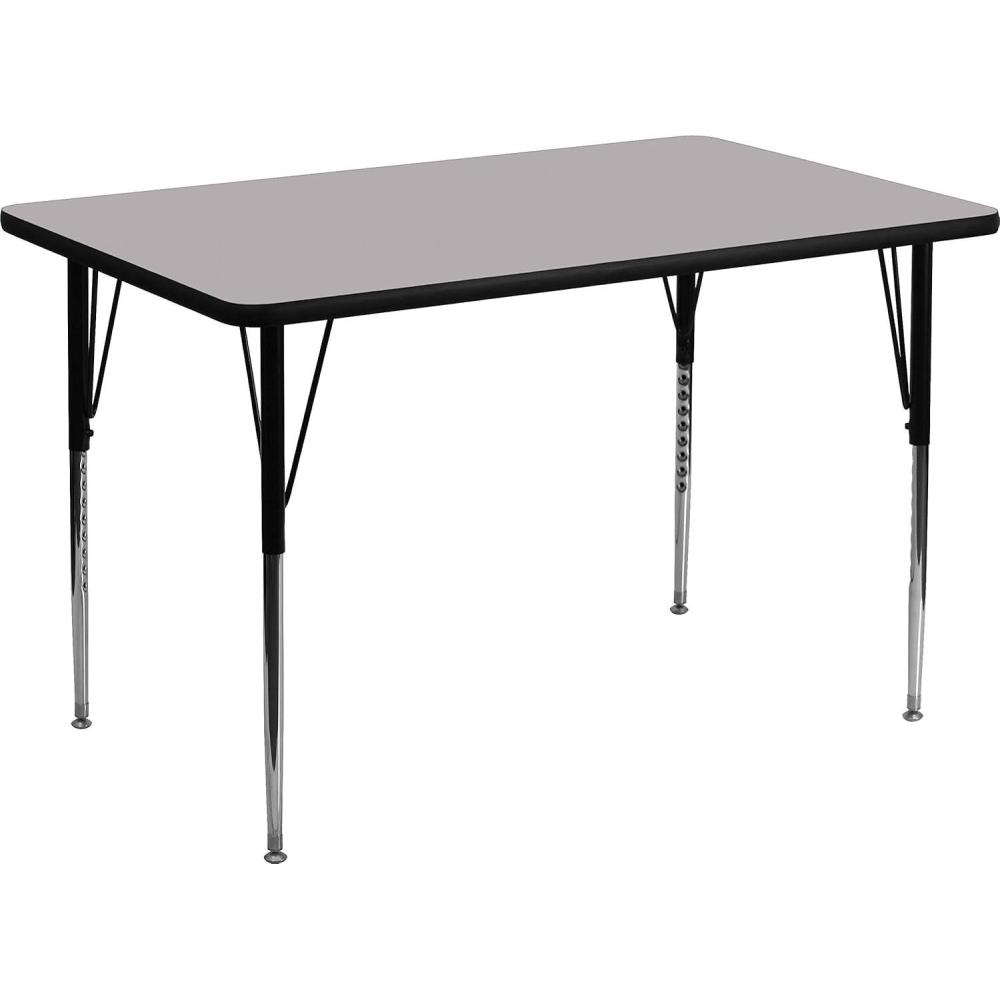 image:imageFlash Furniture Wren 30W x 48L Rectangular Red Thermal Laminate Activity Table Standard Height Adjustable LegsGrey