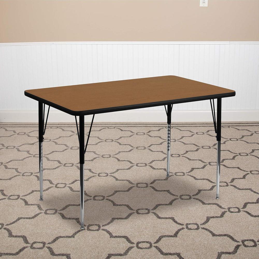 image:imageFlash Furniture Wren 30W x 48L Rectangular Red Thermal Laminate Activity Table Standard Height Adjustable LegsOak