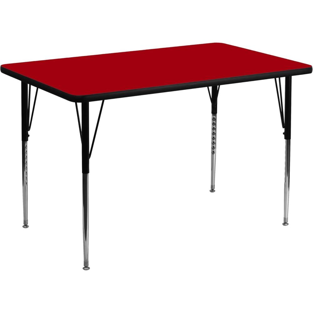 image:imageFlash Furniture Wren 30W x 48L Rectangular Red Thermal Laminate Activity Table Standard Height Adjustable LegsRed