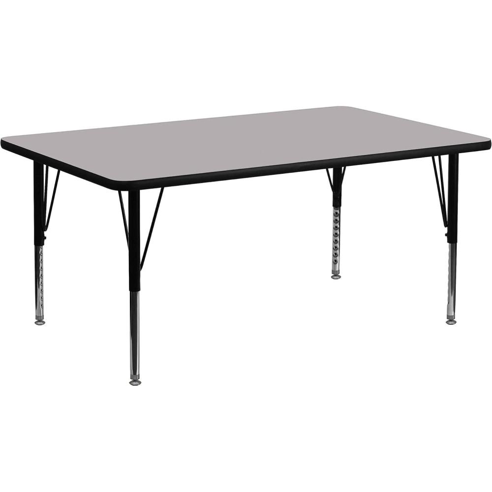 image:imageFlash Furniture Wren 30W x 72L Rectangular Oak Thermal Laminate Activity Table Height Adjustable Short LegsGrey
