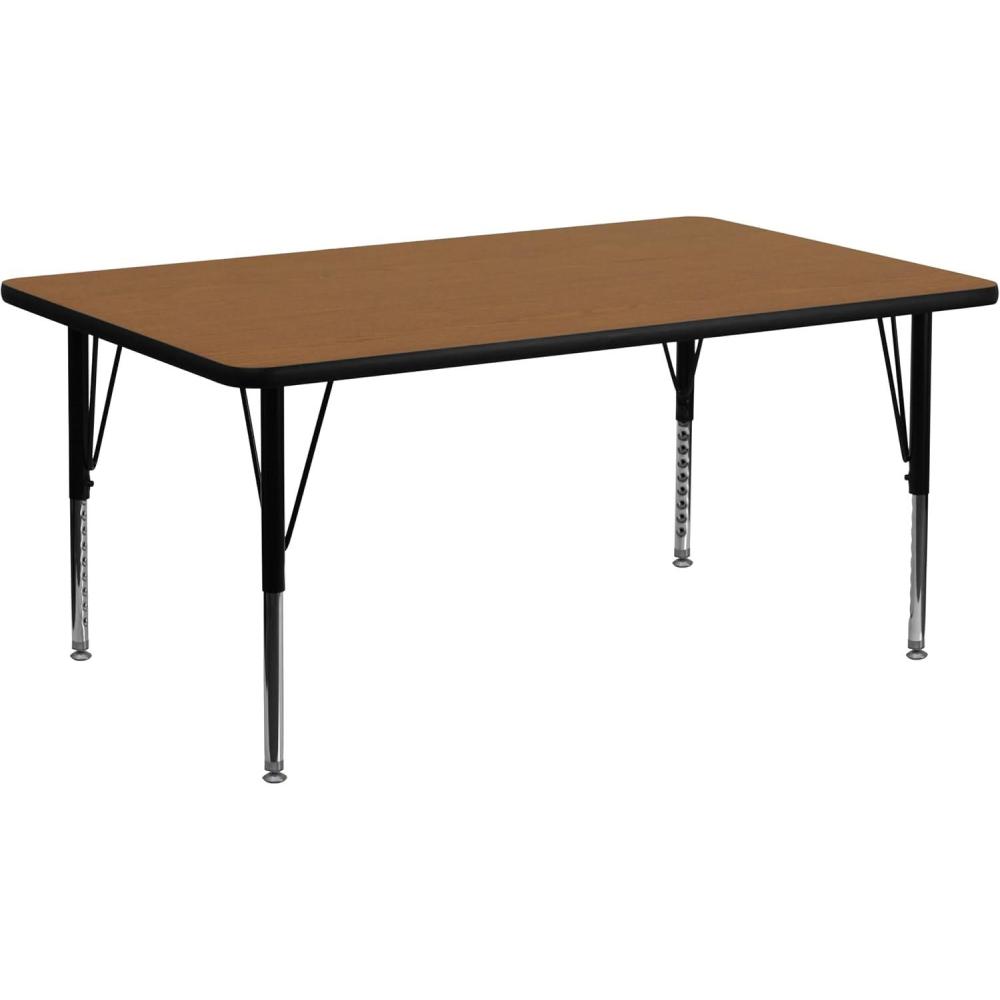 image:imageFlash Furniture Wren 30W x 72L Rectangular Oak Thermal Laminate Activity Table Height Adjustable Short LegsOak