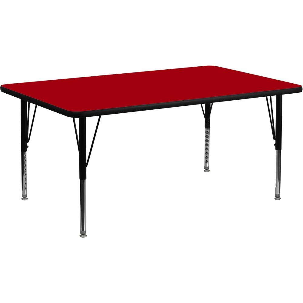 image:imageFlash Furniture Wren 30W x 72L Rectangular Oak Thermal Laminate Activity Table Height Adjustable Short LegsRed
