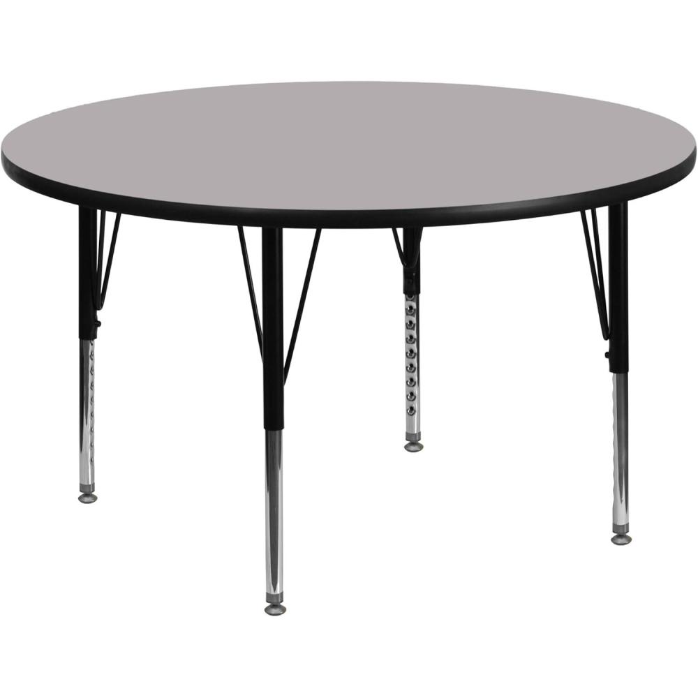image:imageFlash Furniture Wren 42 Round Grey Thermal Laminate Activity Table Height Adjustable Short LegsGrey