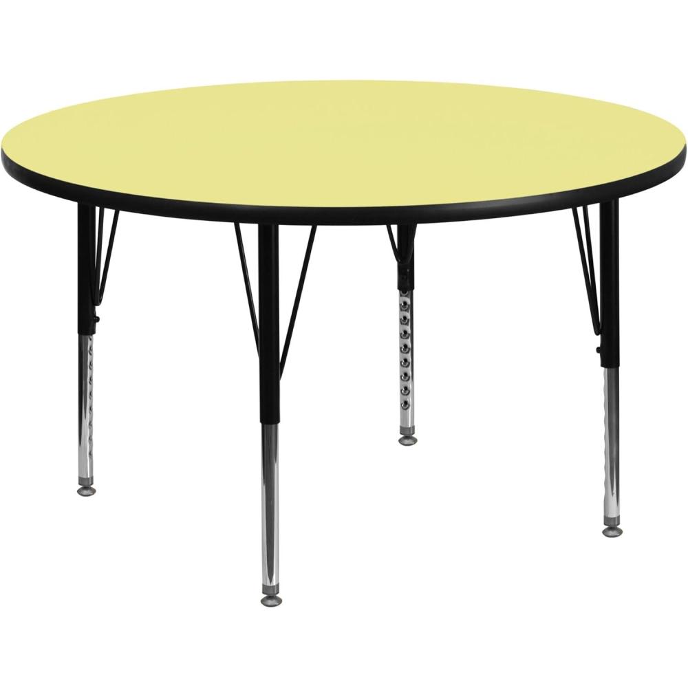 image:imageFlash Furniture Wren 42 Round Grey Thermal Laminate Activity Table Height Adjustable Short LegsYellow