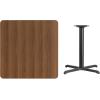 Flash Furniture 36” Square Mahogany Laminate Table Top with 30” x 30” Table Height Base(Walnut)