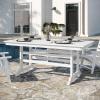 Flash Furniture Abraham Outdoor Dining Table for 6, Commercial Grade All-Weather Recycled HDPE Adirondack Style Table, UV Fade Resistant, 72″ Rectangle, Gray(White)