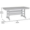 Flash Furniture Abraham Outdoor Dining Table for 6, Commercial Grade All-Weather Recycled HDPE Adirondack Style Table, UV Fade Resistant, 72″ Rectangle, Gray(Grey)