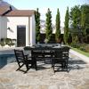 Flash Furniture Abraham Outdoor Dining Table for 6, Commercial Grade All-Weather Recycled HDPE Adirondack Style Table, UV Fade Resistant, 72″ Rectangle, Gray(Black)