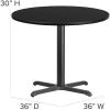 Flash Furniture Carlton 36” Round Mahogany Laminate Table Set with X-Base and 4 Ladder Back Metal Chairs – Burgundy Vinyl Seat(Black Top/Black Vinyl Seat)