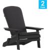 Flash Furniture Charlestown Folding Adirondack Chairs Poly Resin Frame-All-Weather Cushions-Indoor/Outdoor Use, Set of 2, White/Teal(Black/Gray)