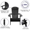 Flash Furniture Charlestown Folding Adirondack Chairs Poly Resin Frame-All-Weather Cushions-Indoor/Outdoor Use, Set of 2, White/Teal(Black/Gray)