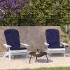Flash Furniture Charlestown Folding Adirondack Chairs Poly Resin Frame-All-Weather Cushions-Indoor/Outdoor Use, Set of 2, White/Teal(White/Blue)
