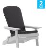 Flash Furniture Charlestown Folding Adirondack Chairs Poly Resin Frame-All-Weather Cushions-Indoor/Outdoor Use, Set of 2, White/Teal(White/Gray)