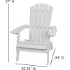 Flash Furniture Charlestown Folding Adirondack Chairs Poly Resin Frame-All-Weather Cushions-Indoor/Outdoor Use, Set of 2, White/Teal(White/Teal)