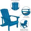 Flash Furniture Charlestown Set of 2 Adirondack Chairs with Cushions – Slate Gray Poly Resin Frame – Cream All-Weather Cushions – Indoor/Outdoor Use(Blue)