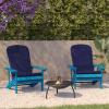 Flash Furniture Charlestown Set of 2 Adirondack Chairs with Cushions – Slate Gray Poly Resin Frame – Cream All-Weather Cushions – Indoor/Outdoor Use(Blue)