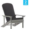 Flash Furniture Charlestown Set of 2 Adirondack Chairs with Cushions – Slate Gray Poly Resin Frame – Cream All-Weather Cushions – Indoor/Outdoor Use(Grey)